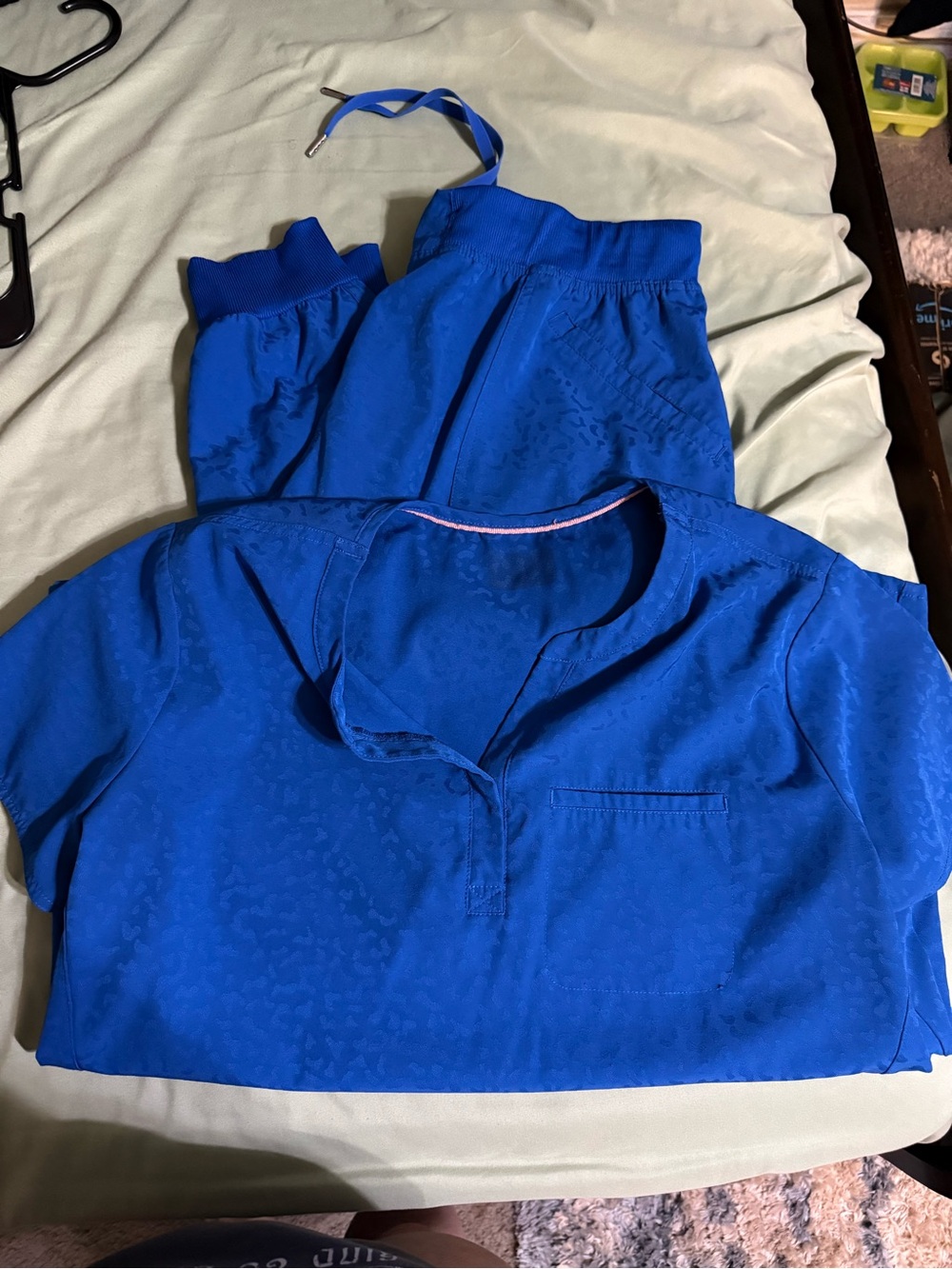 Women’s Scrub Set- Cheetah Print- Blue Short Sleeve Top and Jogger Set